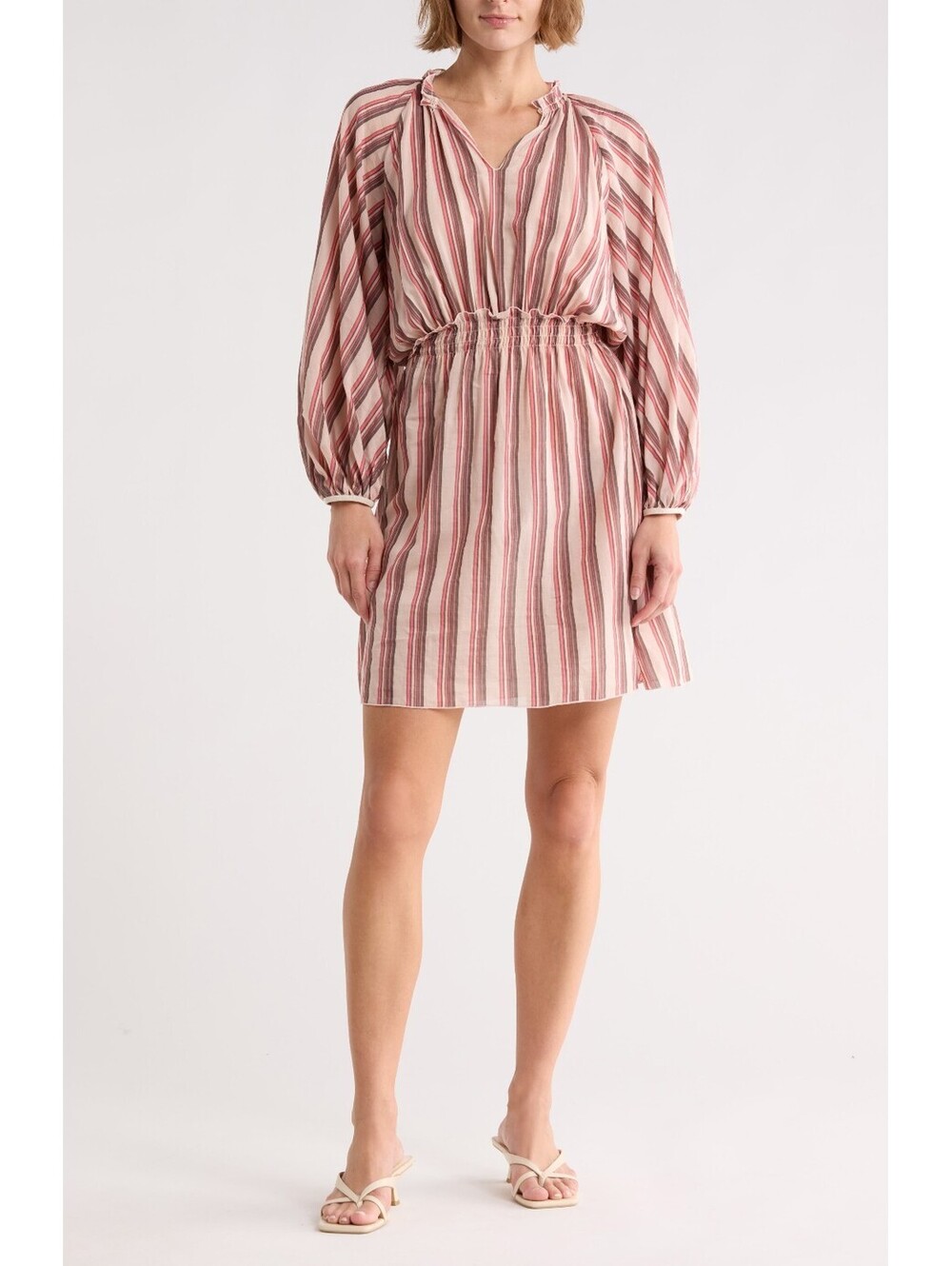 NWT! Longchamp Stripe Long Sleeve Dress in Powder Pink Size 4